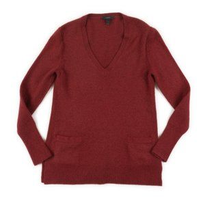 J. CREW deep V-neck long cranberry red pullover tunic sweater size S
